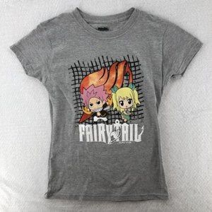 Fairy Tail Anime Womens T-Shirt Small Gray Muscle Tee Hiro Mashima Natsu Lucy
